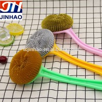 Stainless Steel Scrubber with handle/cleaning scourer with plastic handle